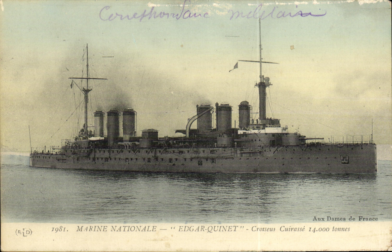 VINTAGE POSTCARD Bateau War National marine Edgar Quinet Croiseur Armours