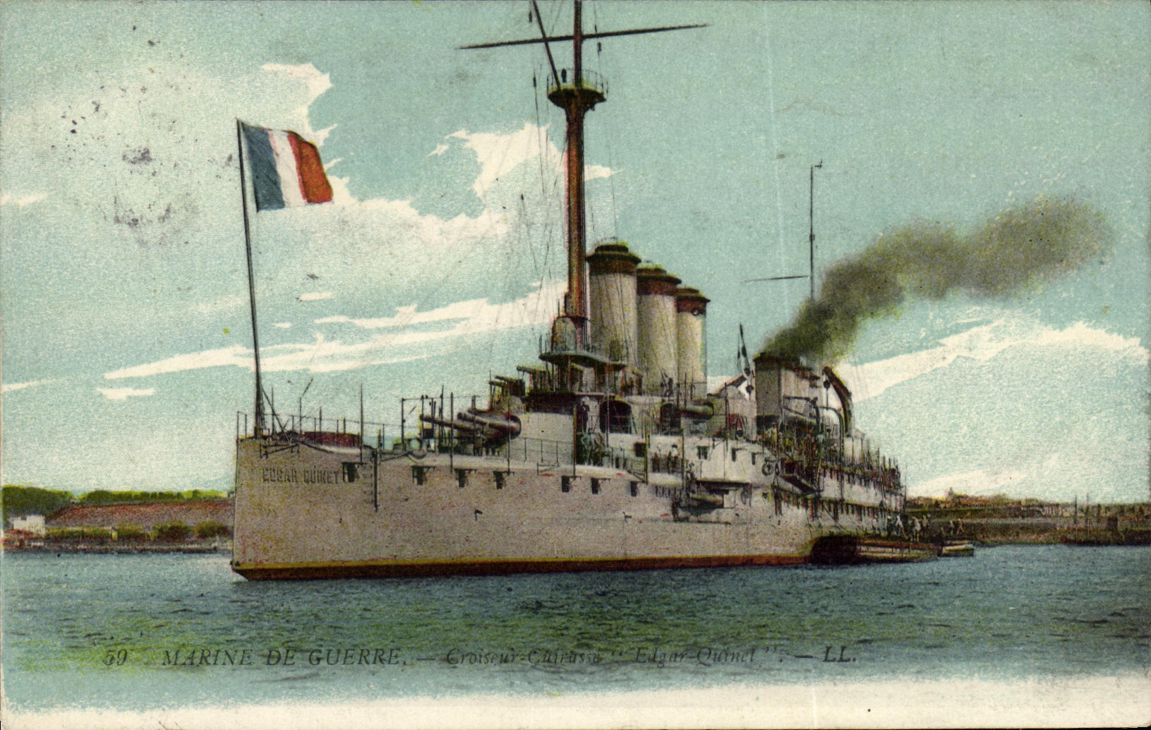 VINTAGE POSTCARD Bateau War Navy Edgar Quinet Croiseur Armours