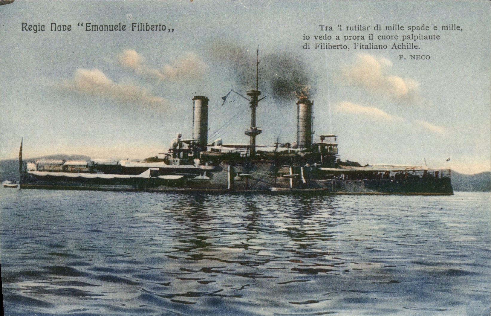 VINTAGE POSTCARD Boat War Regia Nava Emanuele Filiberto