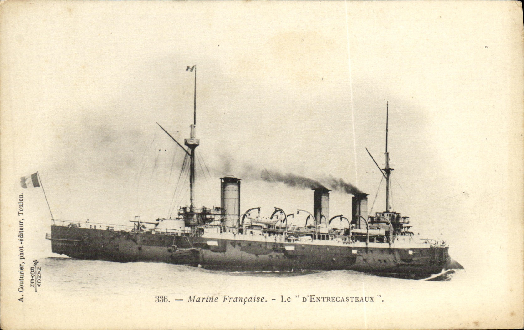 VINTAGE POSTCARD Boat War French Navy D Entrecasteaux
