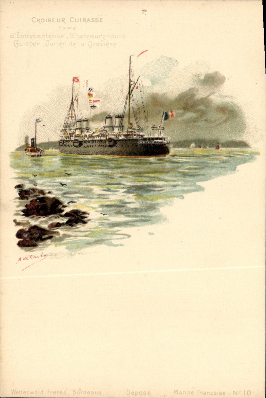 VINTAGE POSTCARD Bateau War French Navy D Entrecasteaux Croiseur Armours