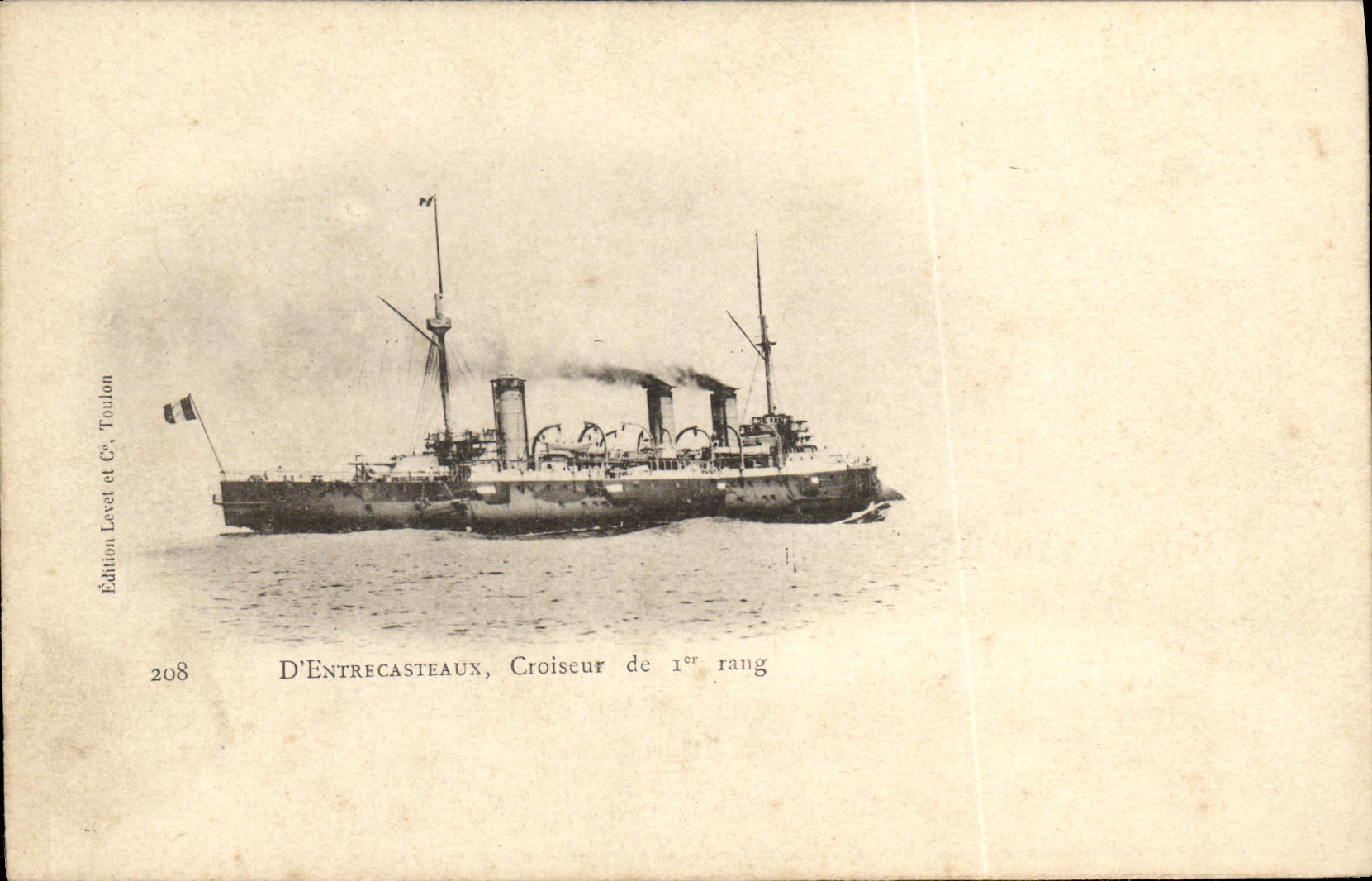VINTAGE POSTCARD Boat War French Navy D Entrecasteaux Cruiser of 1st rank