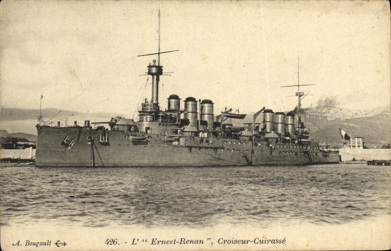 VINTAGE POSTCARD Bateau War L Ernest Renan Croiseur Armours