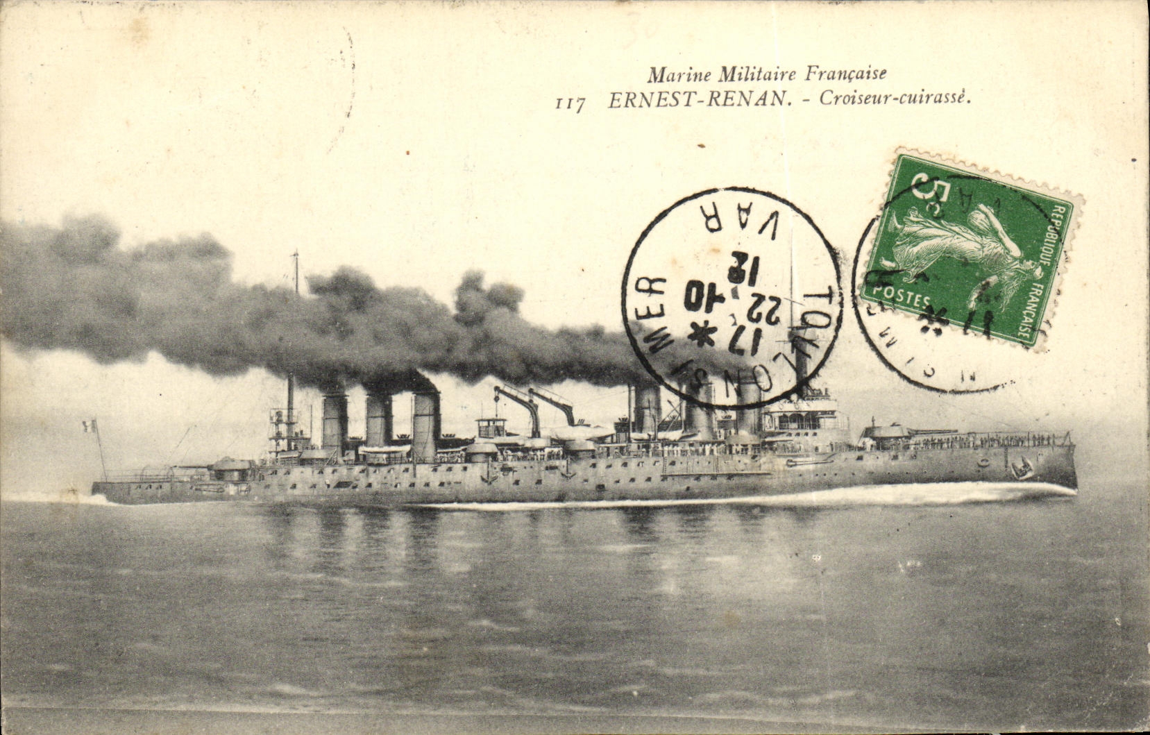 VINTAGE POSTCARD Bateau War French Navy Ernest Renan Croiseur Armours
