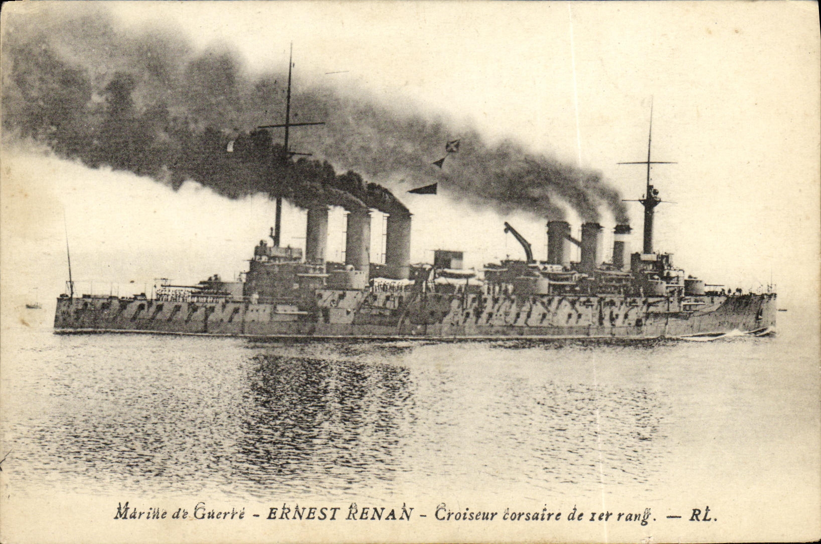 VINTAGE POSTCARD Bateau War Navy of Cruiser Armours Ernest Renan of 1st Rank