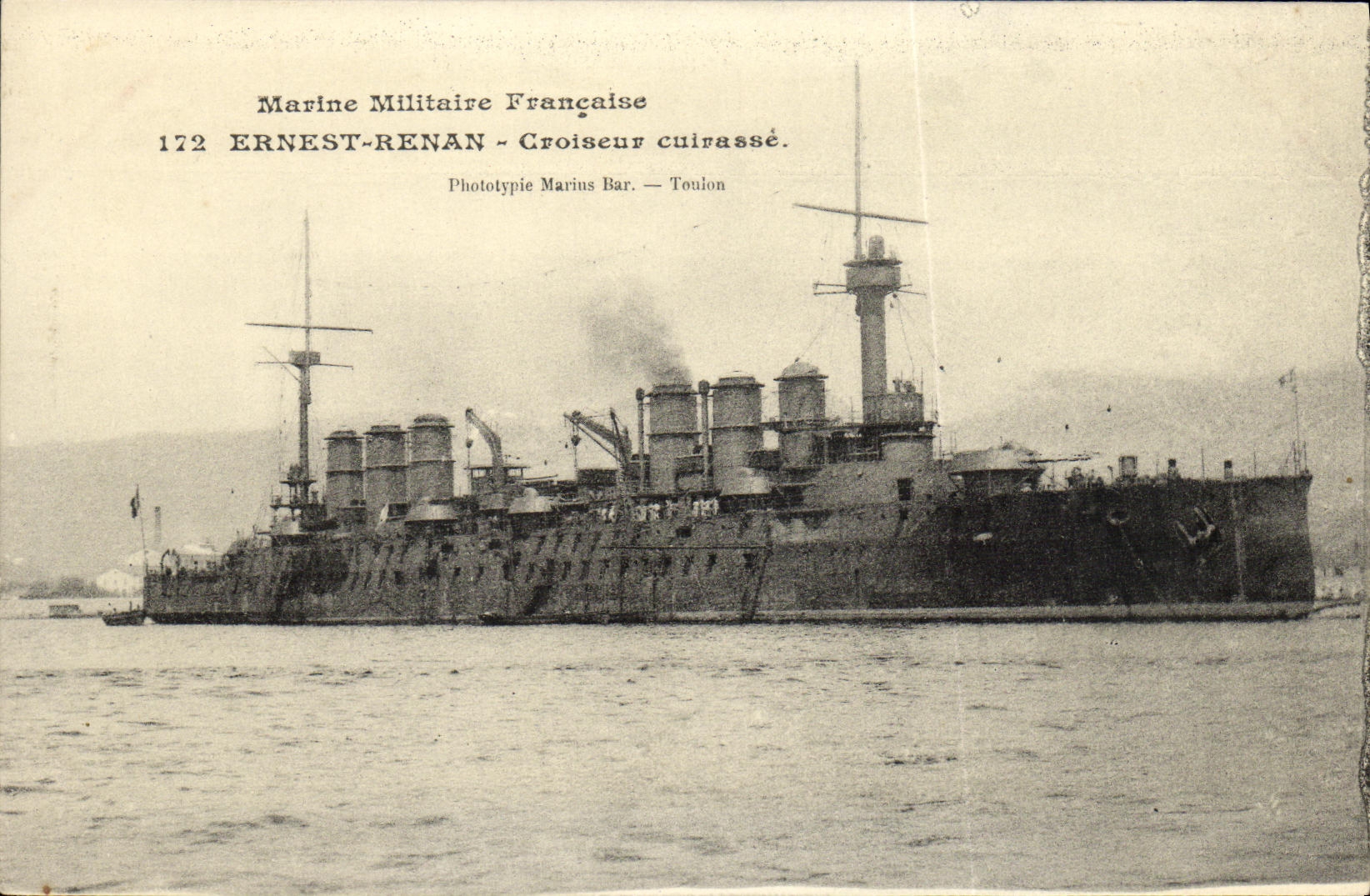 VINTAGE POSTCARD Bateau War L Ernest Renan French Navy Cruiser Armours
