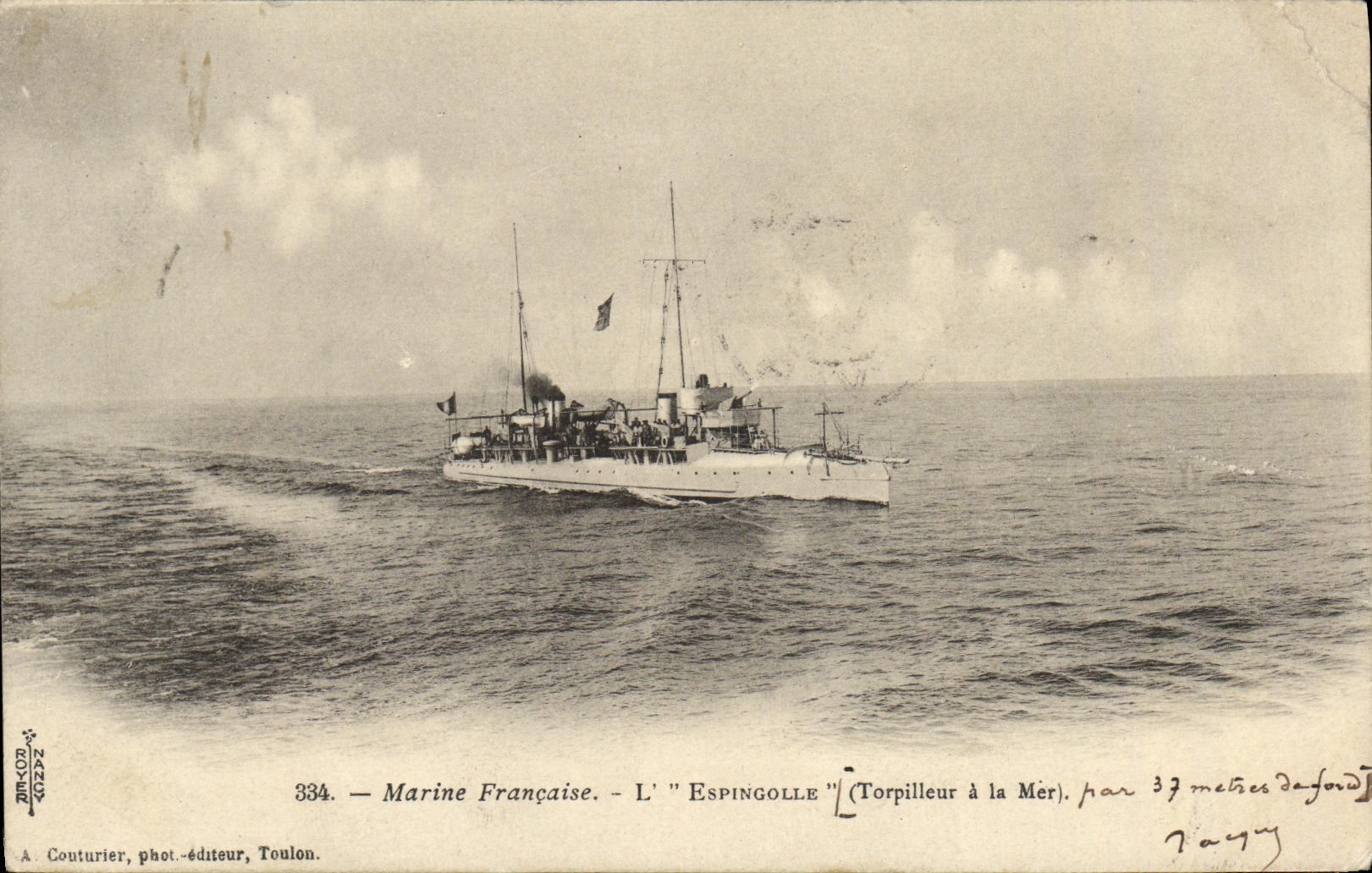 VINTAGE POSTCARD Boat War French Navy Espingolle Destroyer