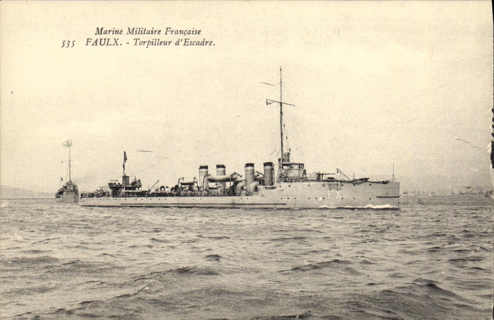 VINTAGE POSTCARD Boat War French Navy Faulx Destroyer D Squadron