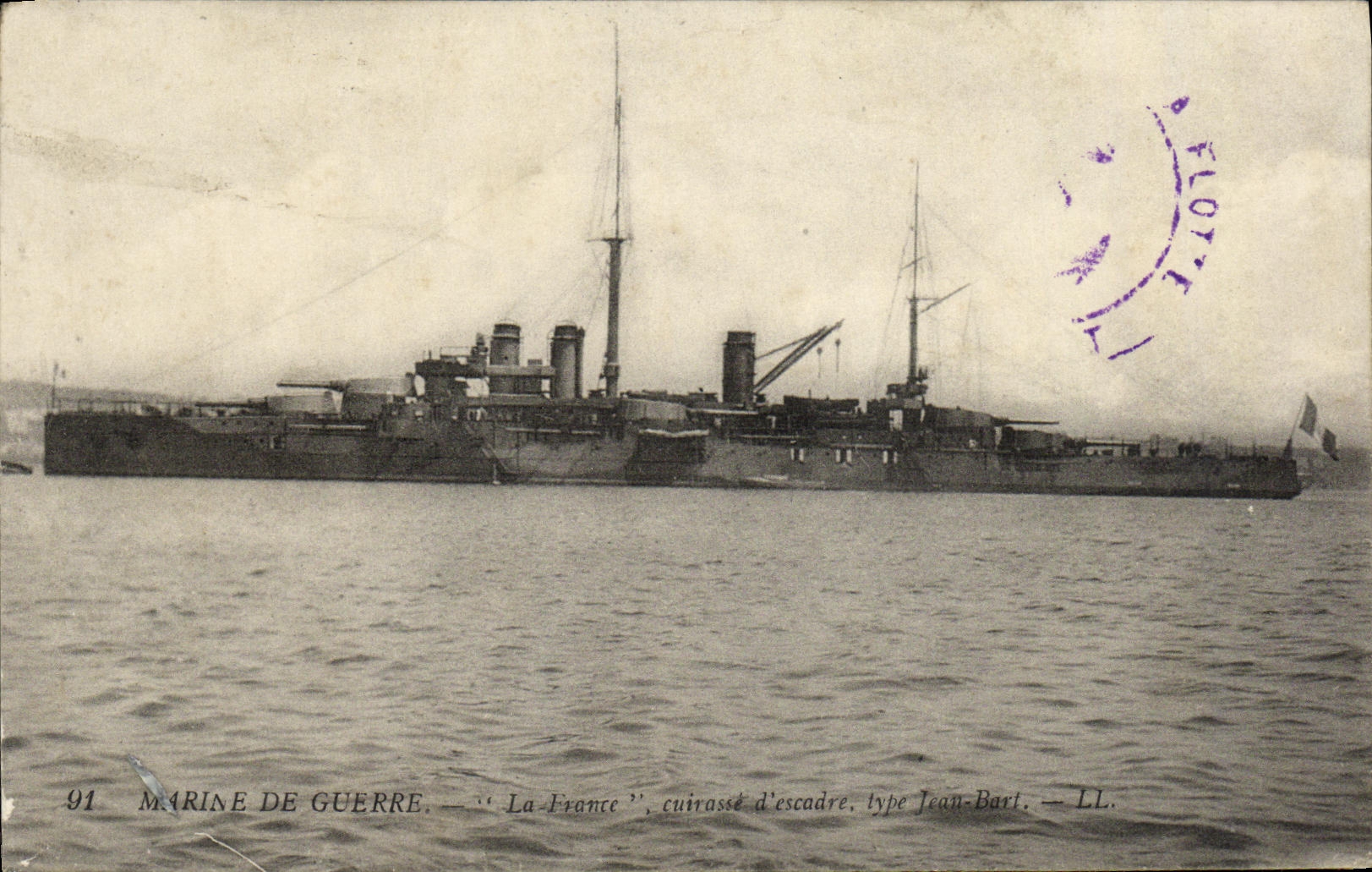 VINTAGE POSTCARD Boat War Navy the Armor D standard squadron France Jean Bart