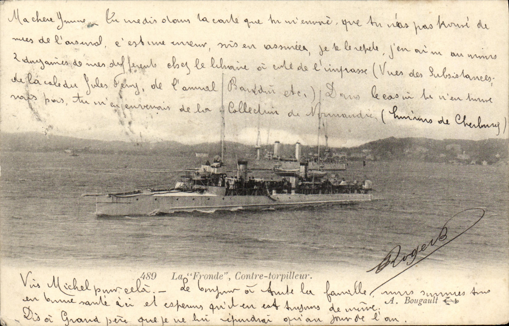 VINTAGE POSTCARD Boat War the Sling Against French Destroyer