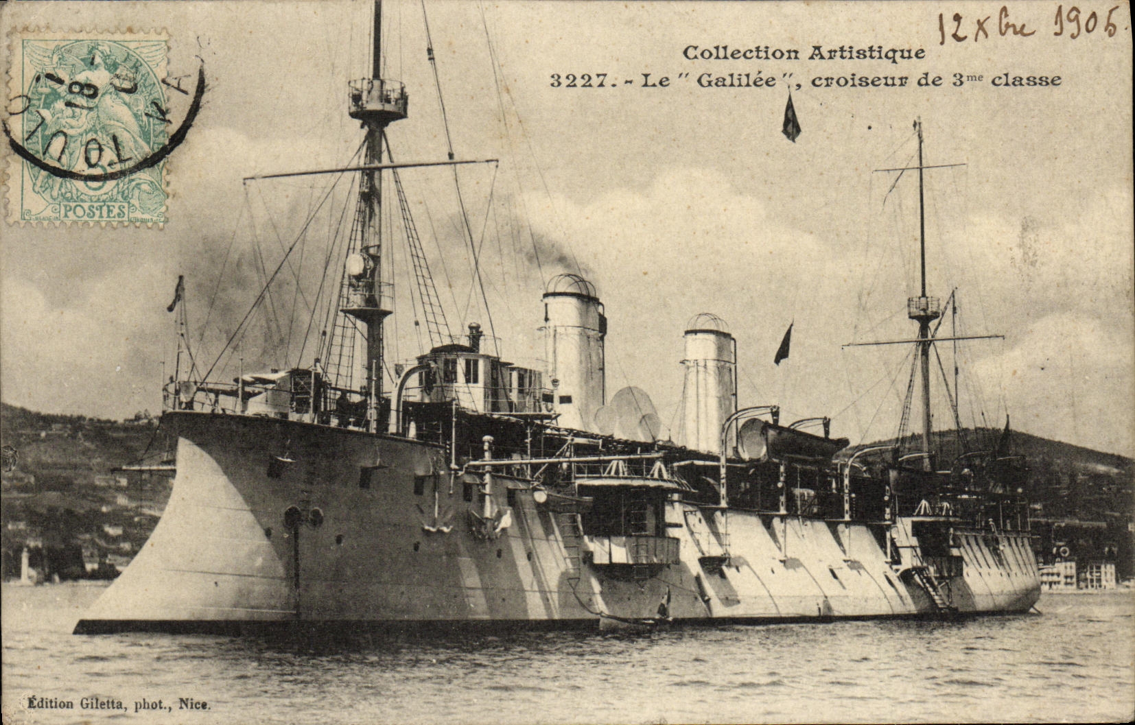 VINTAGE POSTCARD Boat War Galileo Cruiser of 3rd class