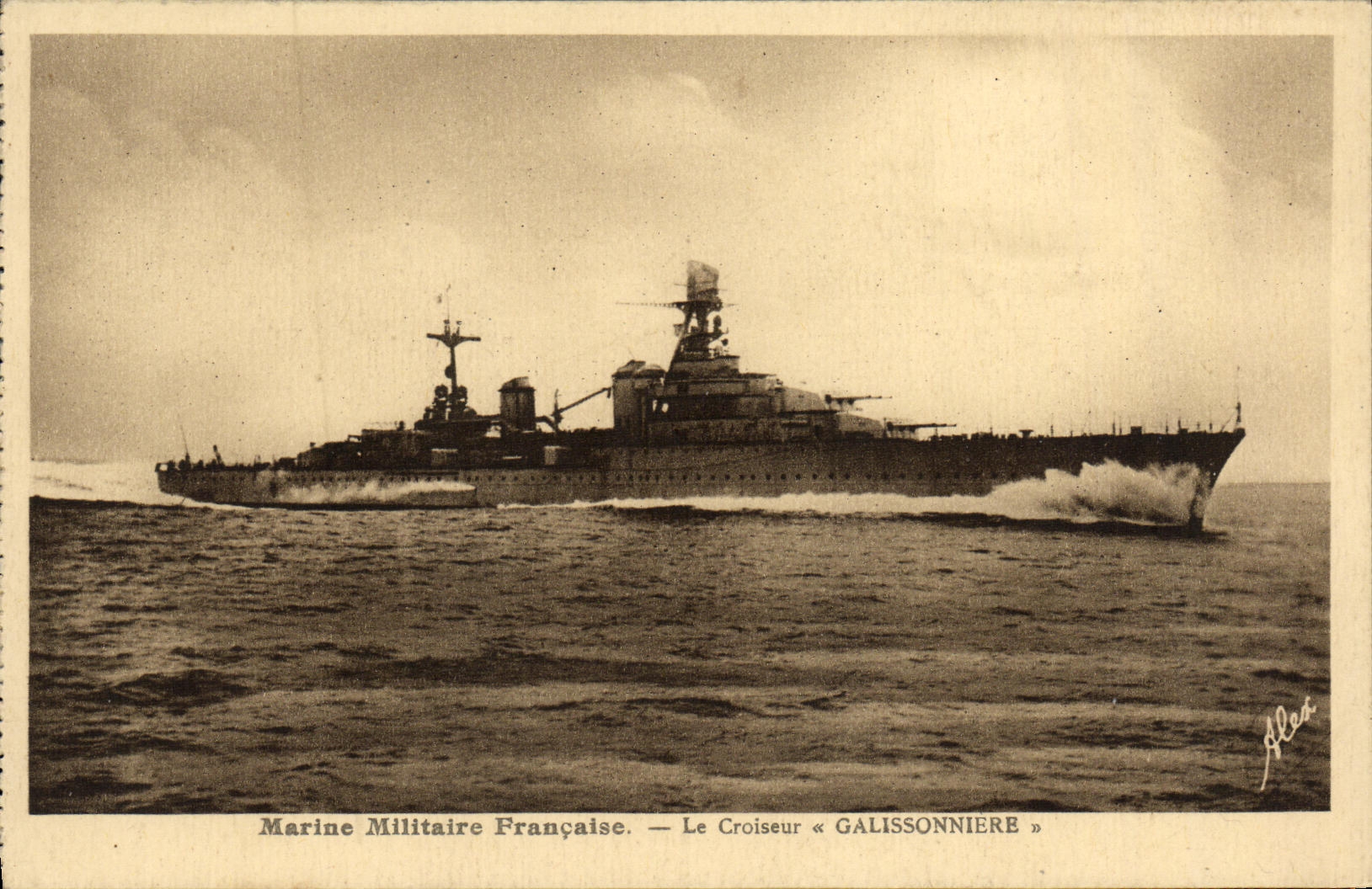 VINTAGE POSTCARD Boat War French Navy the Galissonniere Cruiser