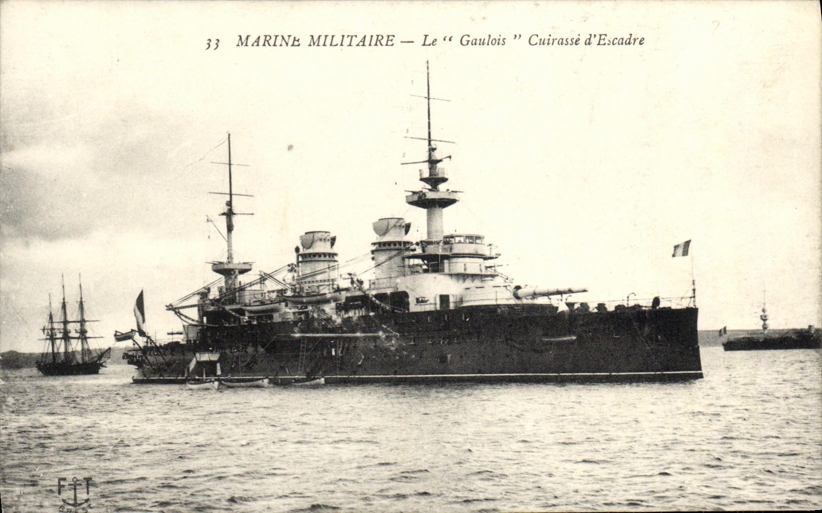 VINTAGE POSTCARD Bateau War Navy the Gallic one Armours D Escadre