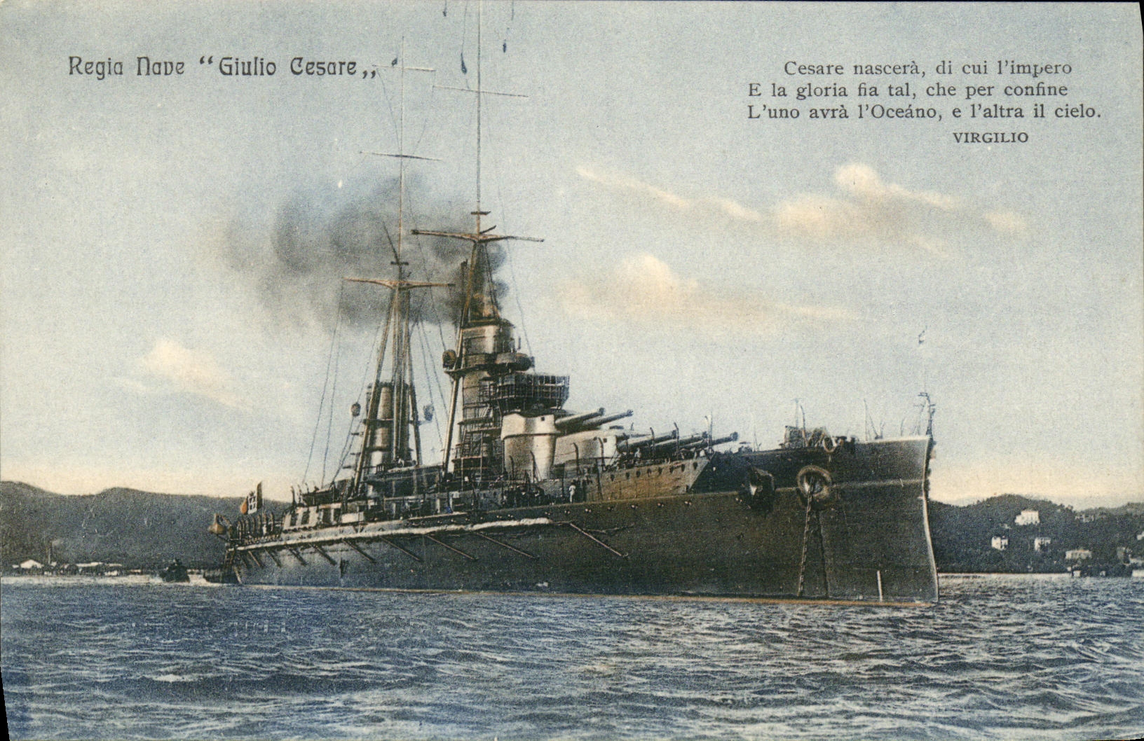 VINTAGE POSTCARD Boat War Regia Nave Giulio Cesare
