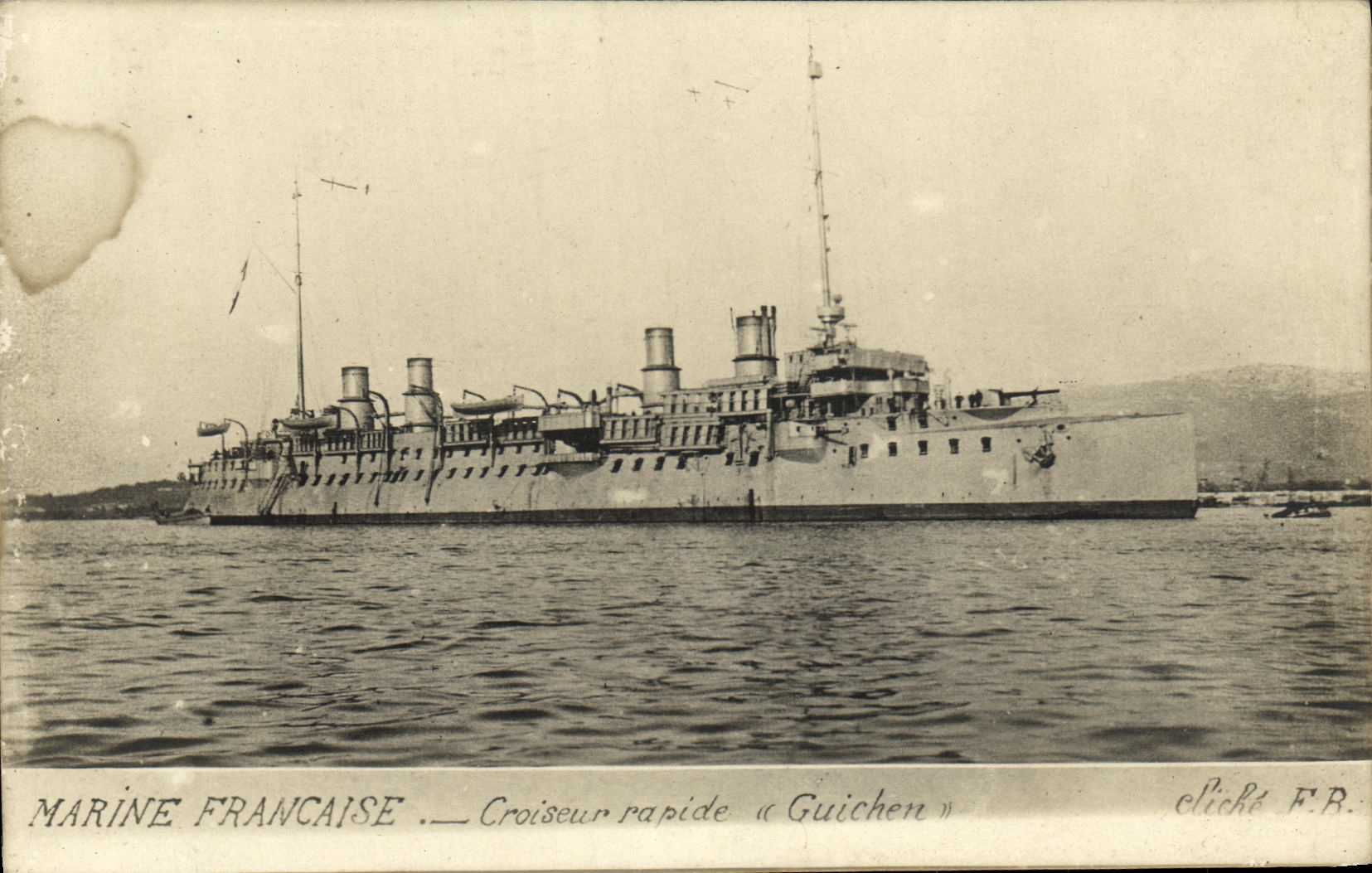 VINTAGE POSTCARD Boat War French Navy Fast Cruiser Guichen