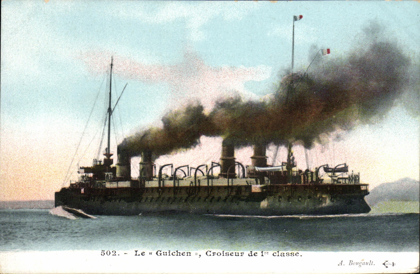 VINTAGE POSTCARD Boat War Guichen Cruiser of 1st Class