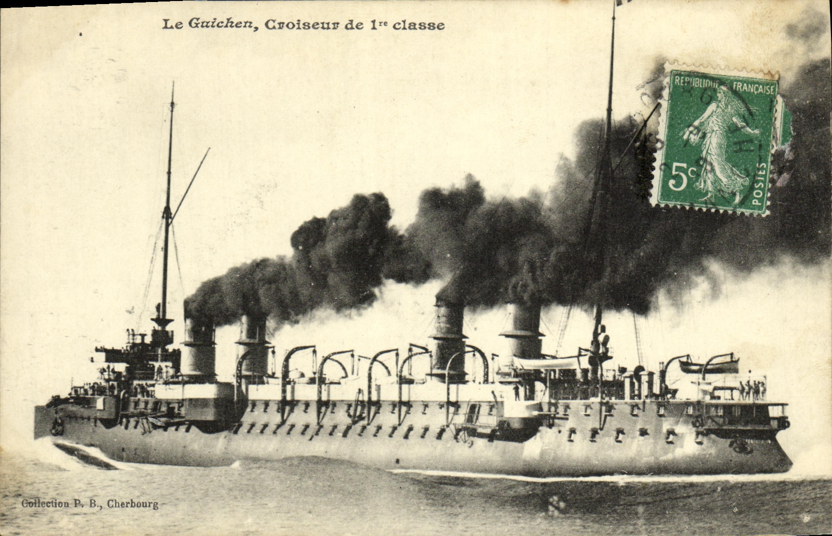 VINTAGE POSTCARD Boat War Guiechen Cruiser of 1st Class