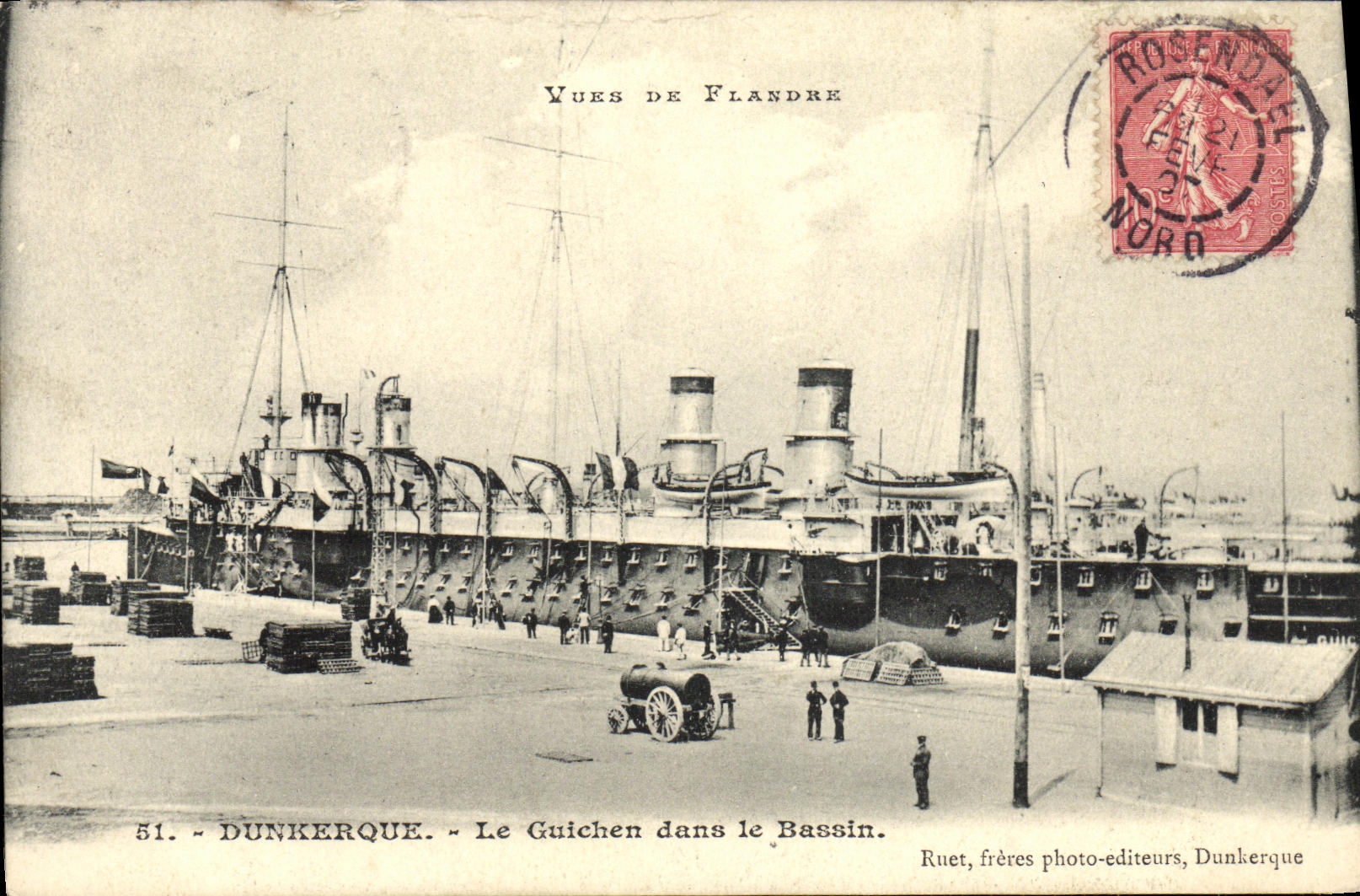 VINTAGE POSTCARD Boat Dunkirk War Guichen in the Basin