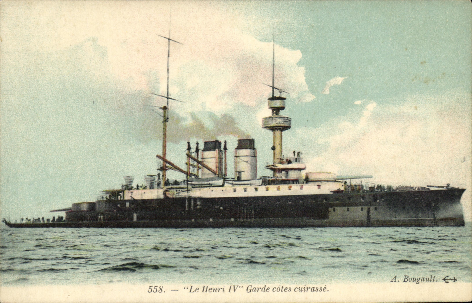 VINTAGE POSTCARD Bateau War the Henri IV Keeps Dimensions Armours