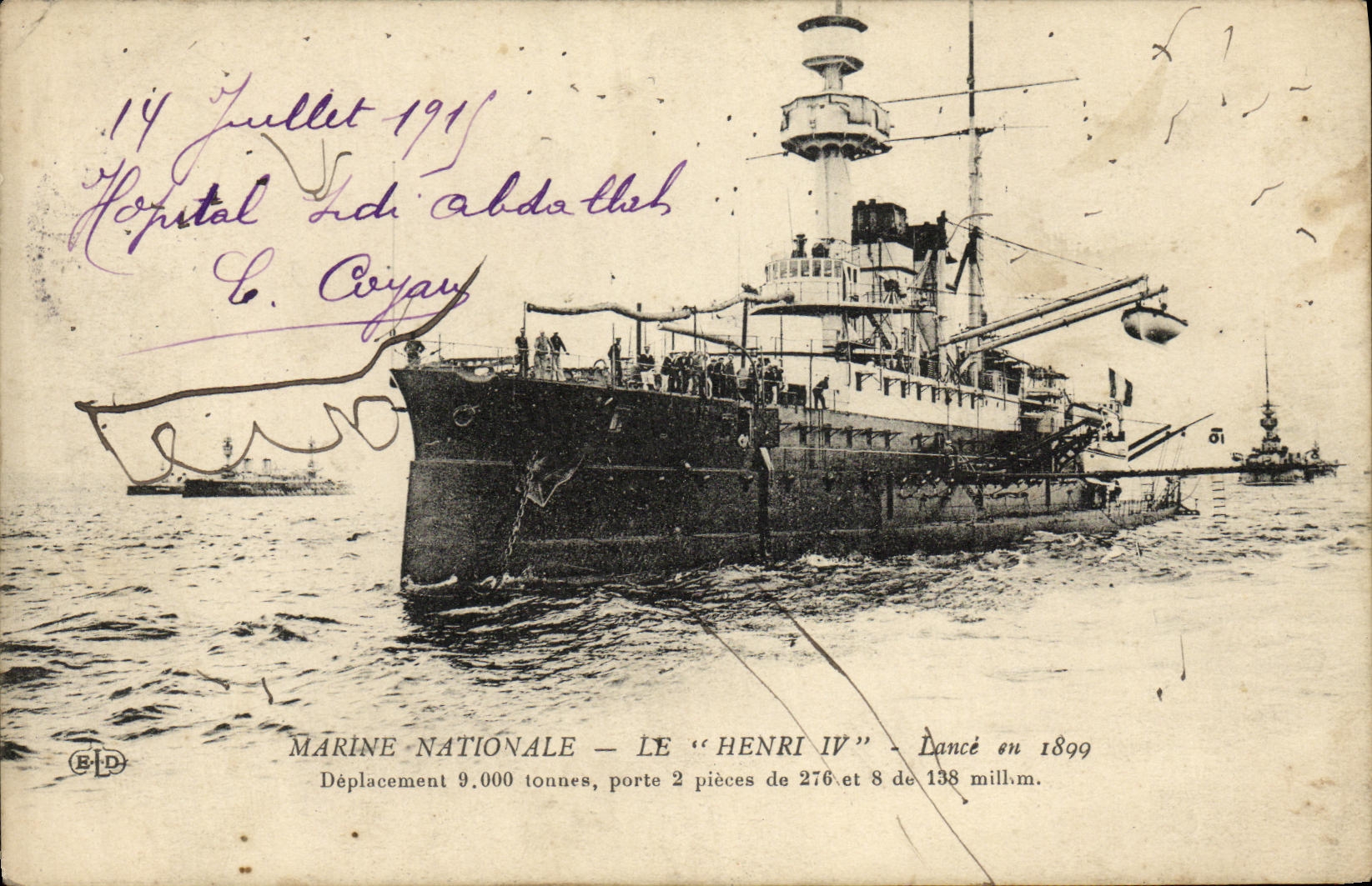 VINTAGE POSTCARD Bateau War National marine the Henri IV Launches in 1899
