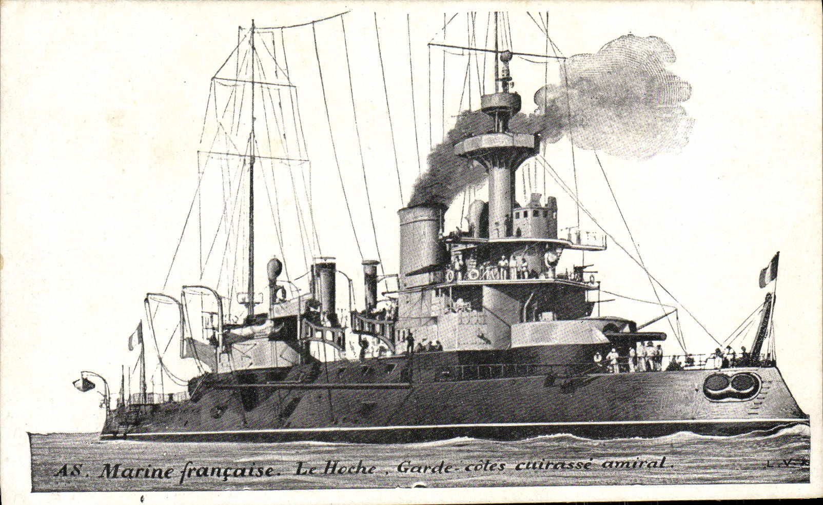 VINTAGE POSTCARD Bateau War French Navy the Notch Keeps Dimensions