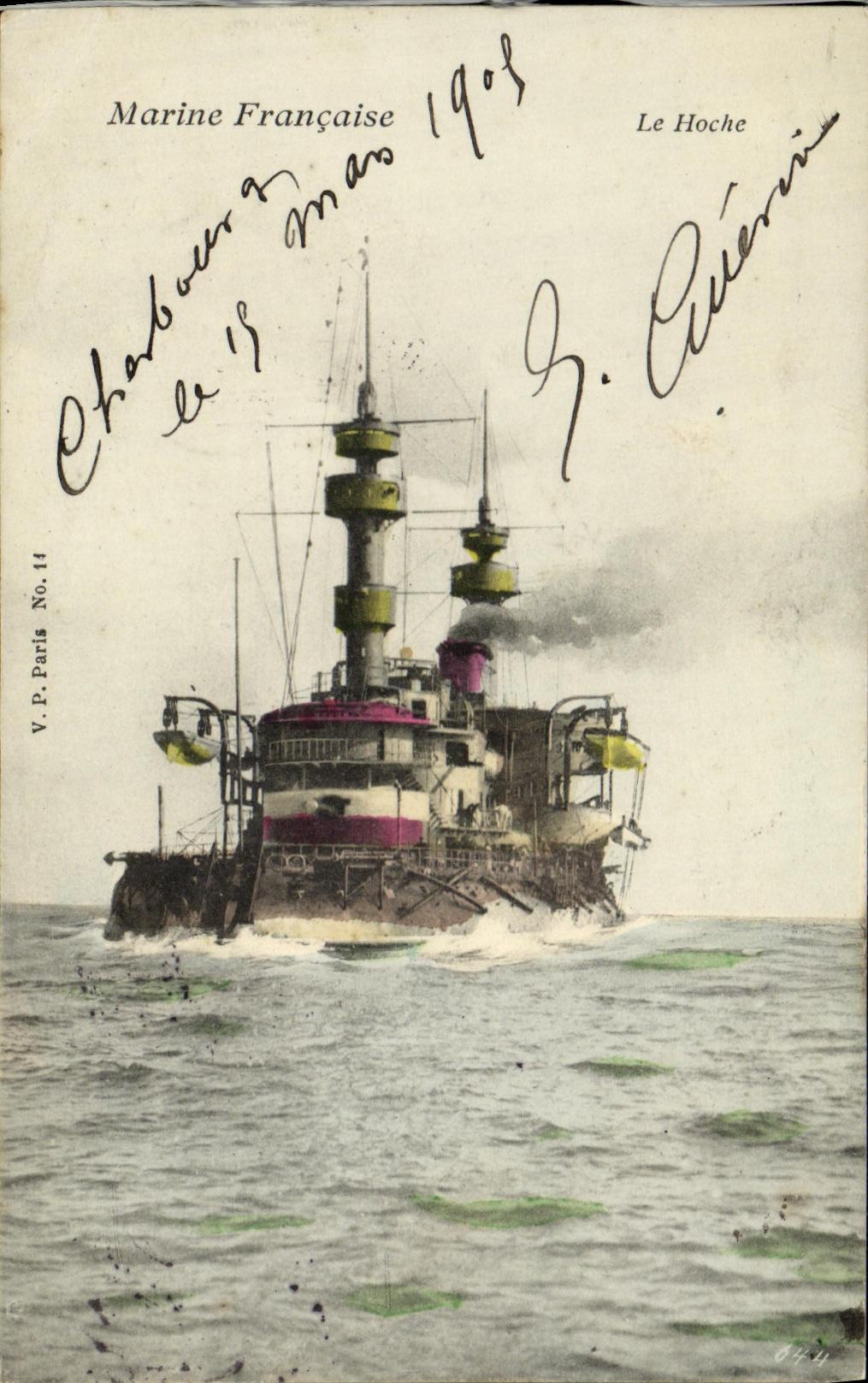 VINTAGE POSTCARD Bateau War French Navy the Notch Keeps dimensions armours admiral