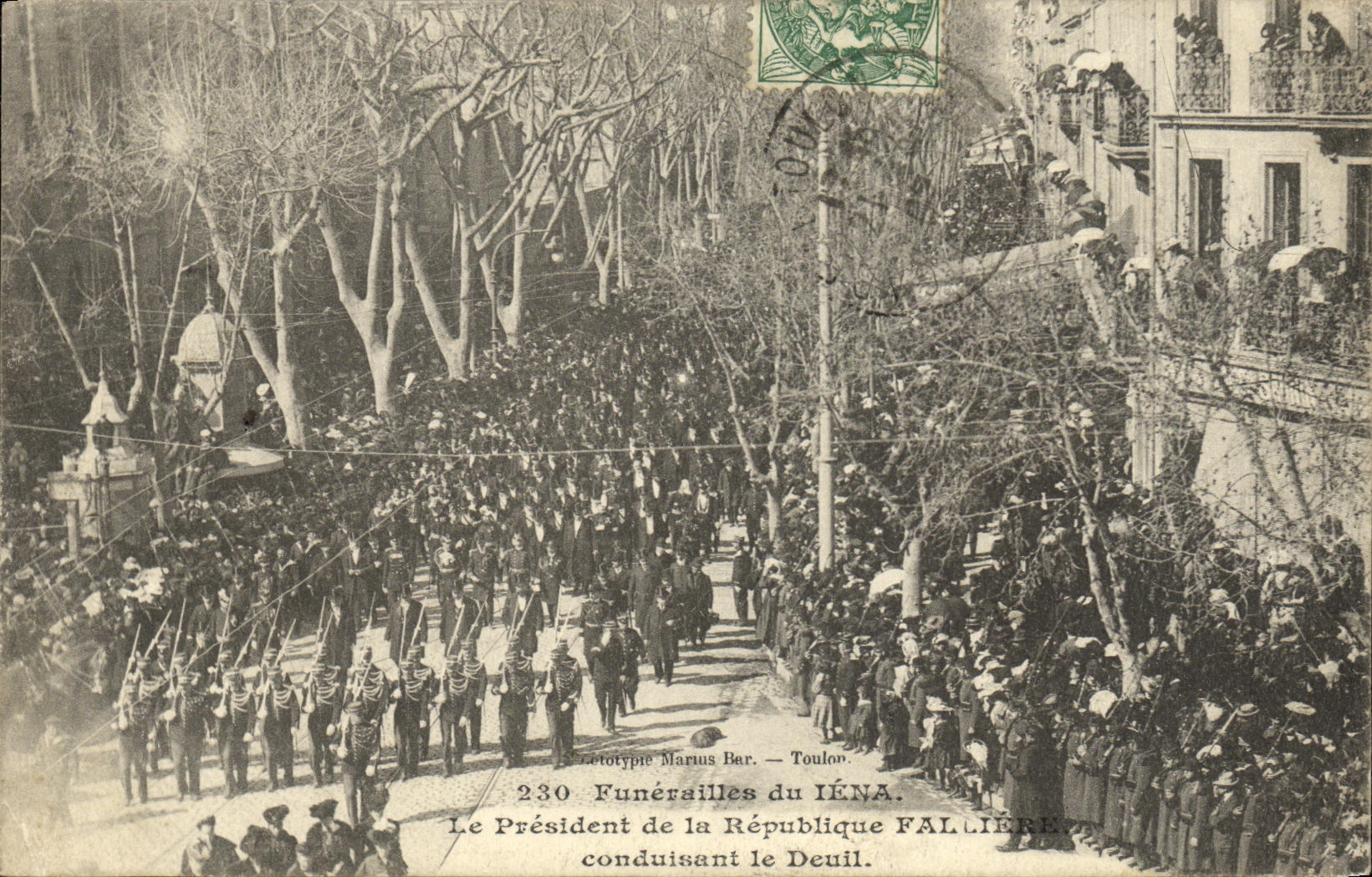 VINTAGE POSTCARD Boat War Funeral of Iena the President of the Fal Republic Leading Toulon Mourning