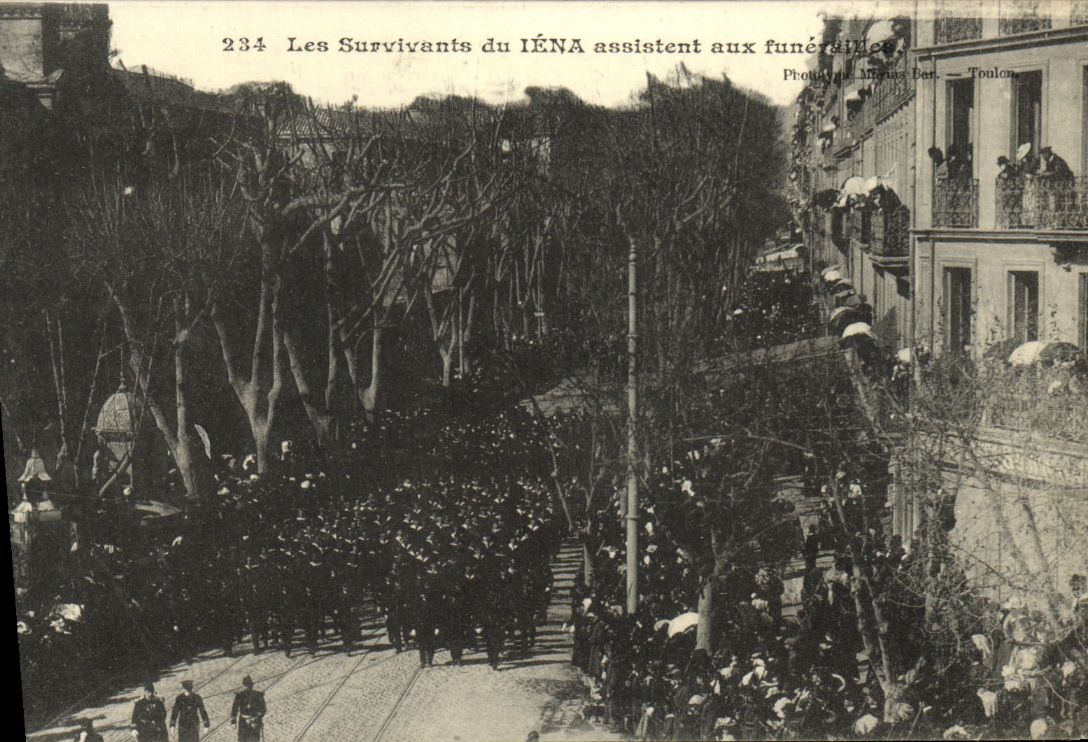 VINTAGE POSTCARD Bateau War the Survivors of Iena Attend the funeral