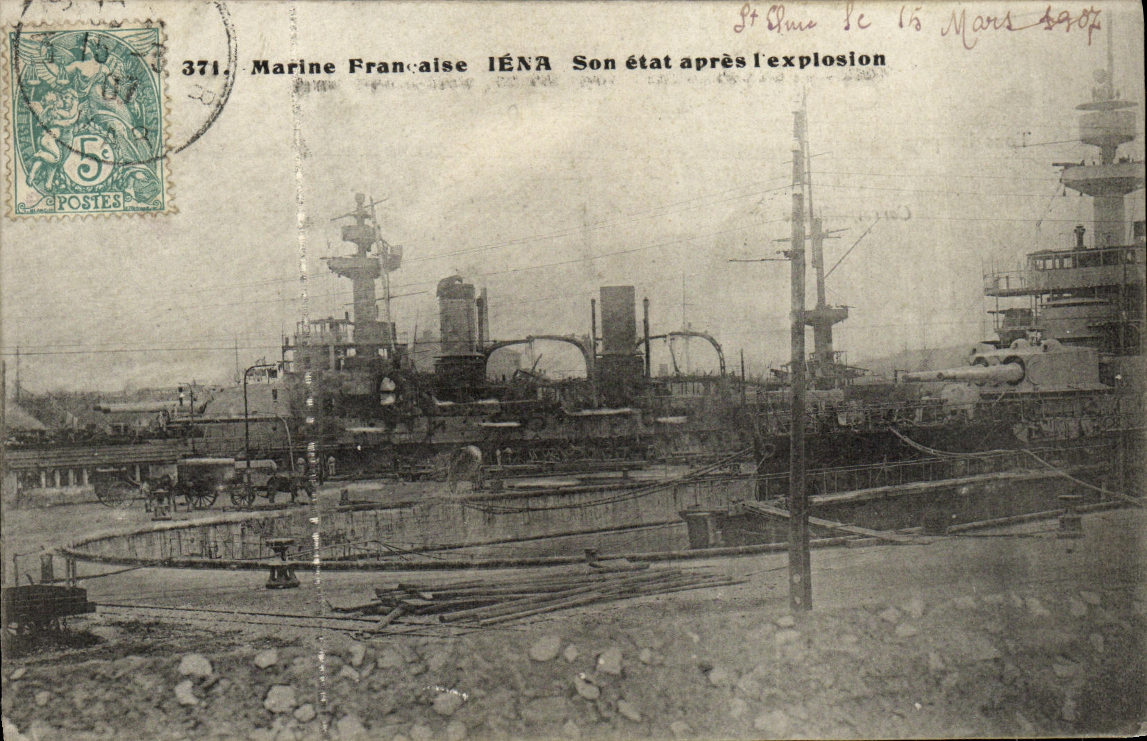 VINTAGE POSTCARD Boat War Marine Fran Alse Iena Its state After Explosion