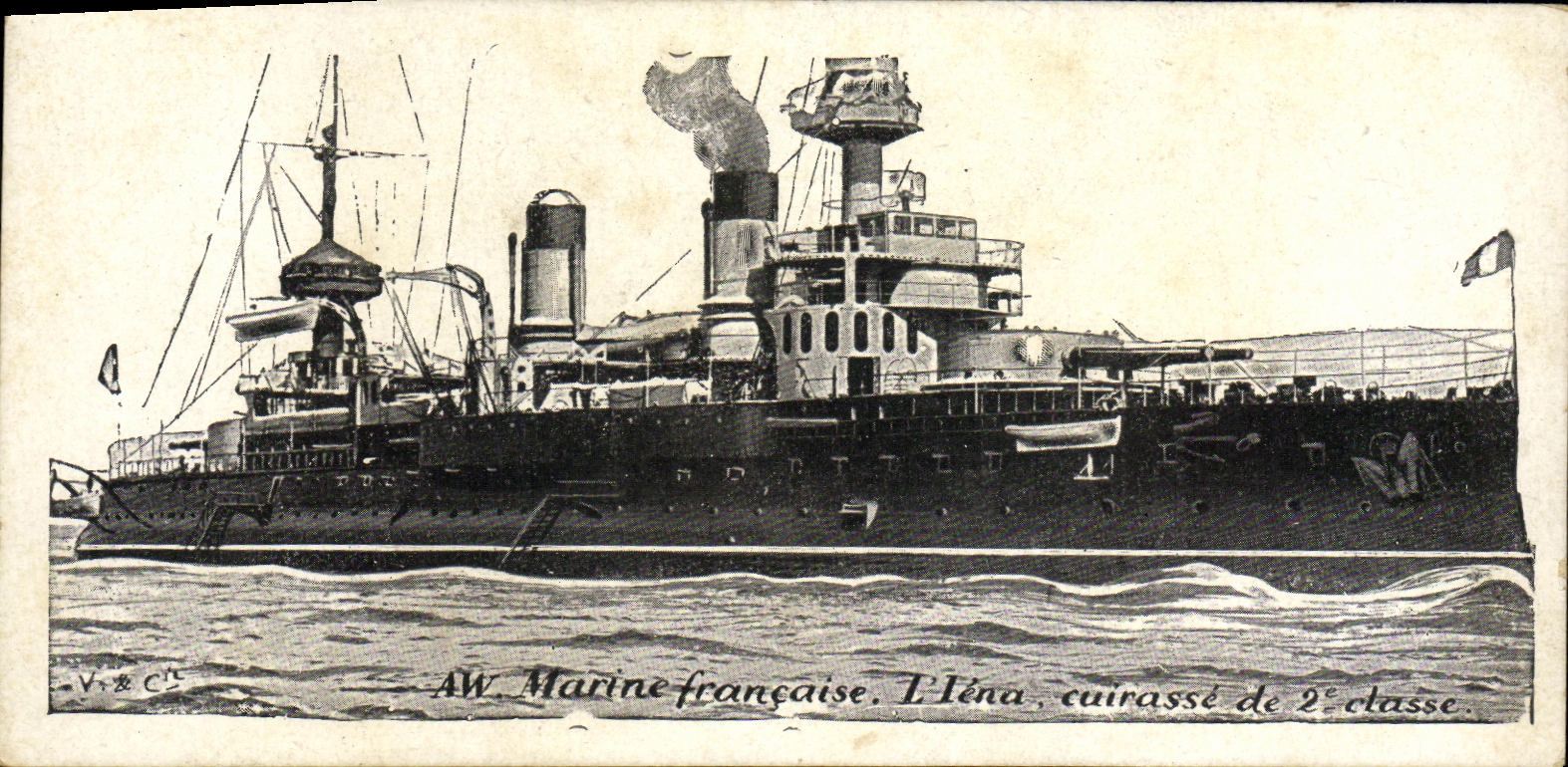 VINTAGE POSTCARD Bateau War French Navy L Iena Armours 2nd class