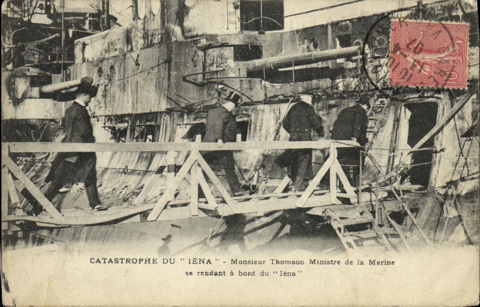 VINTAGE POSTCARD Bateau War Catastrophe Of Iena Mr Thomson going Ministre for the Navy has edge