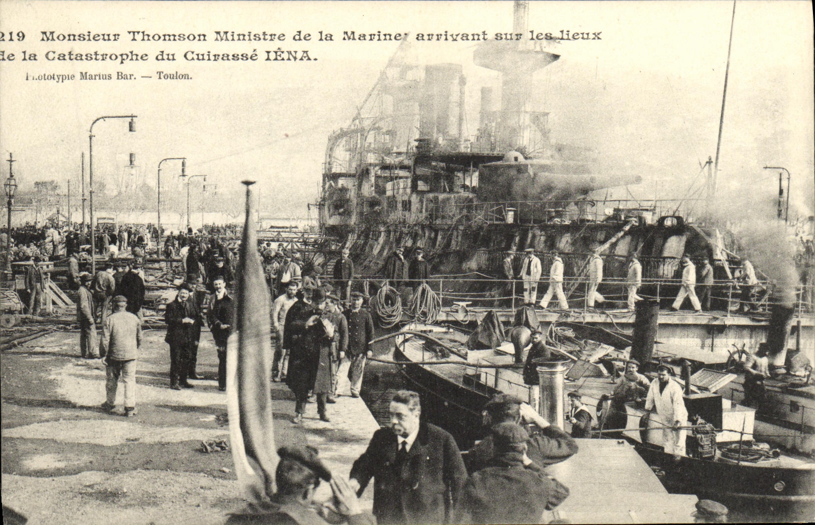 Sr  Thomson Minister de la POSTAL de la VENDIMIA para la llegada marina en el punto de la catastrofe de la armadura Iena Toulon