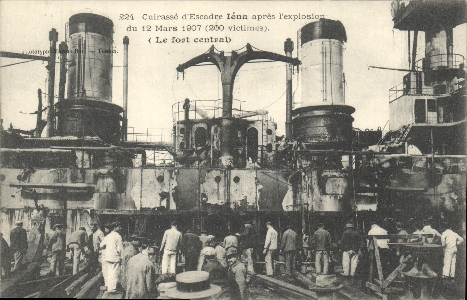 VINTAGE POSTCARD Armor D Iena Squadron after L Explosion Toulon Boat