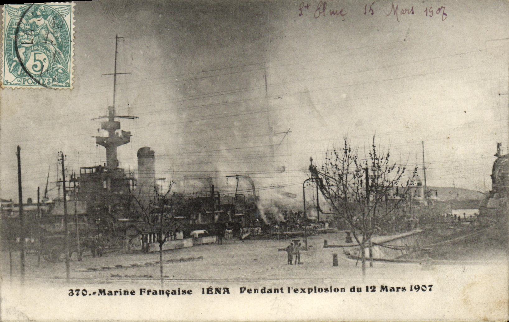 VINTAGE POSTCARD French Navy Iena During I explosion of March 12th  1907