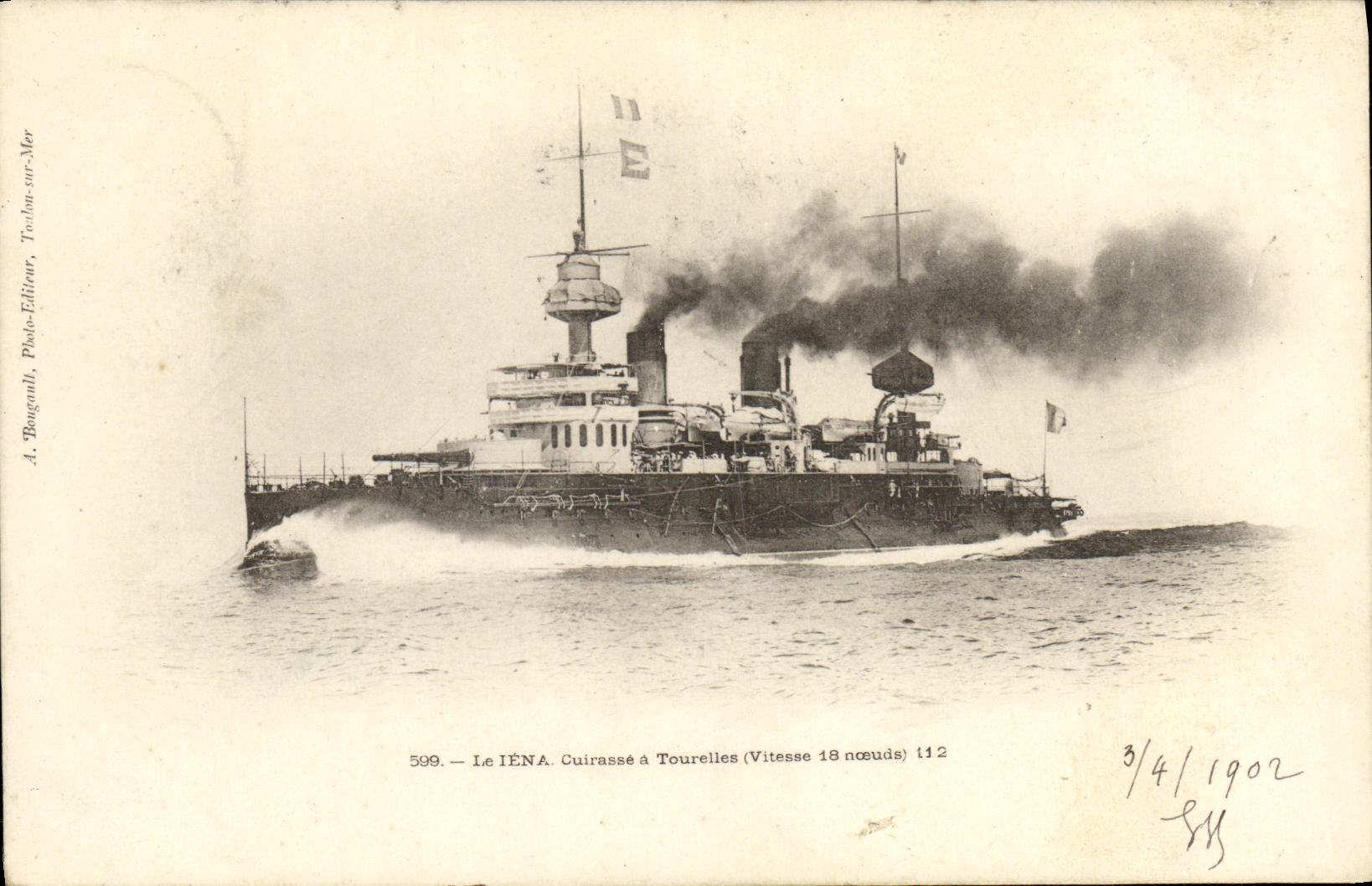 VINTAGE POSTCARD Iena Cuirasse has Tourelles