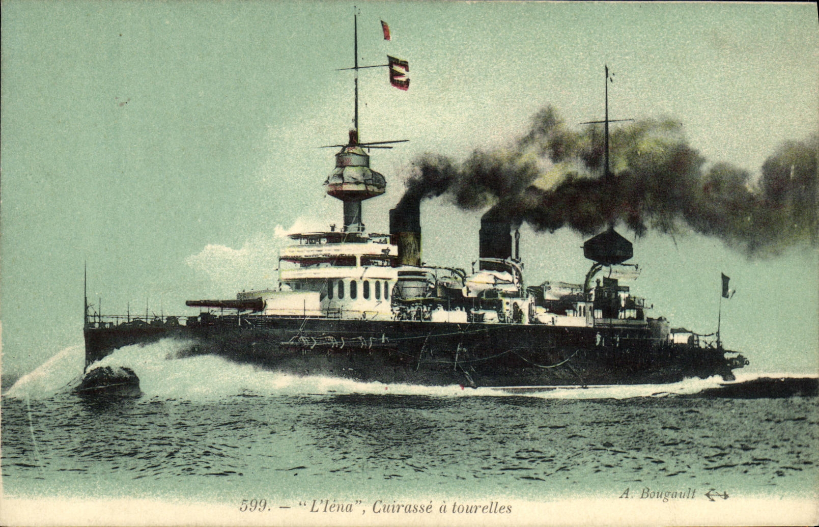 VINTAGE POSTCARD L Iena Cuirasse has Bateau turrets