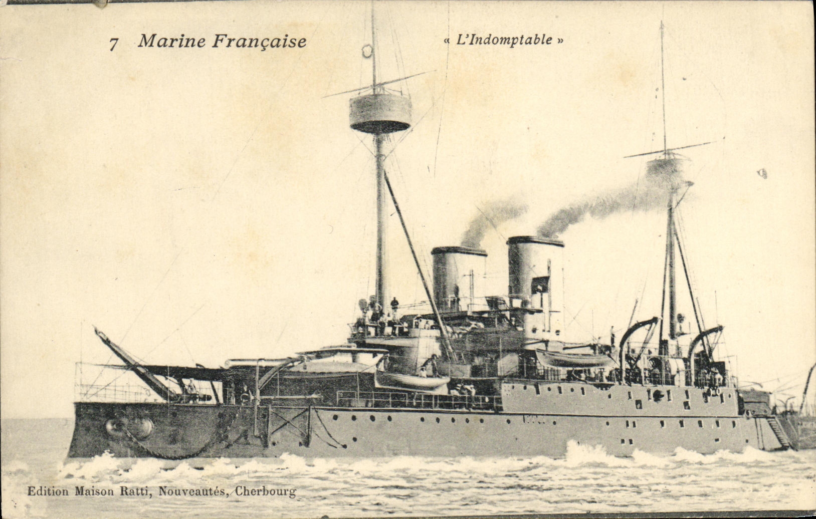 VINTAGE POSTCARD Boat War French Navy L Inomptable