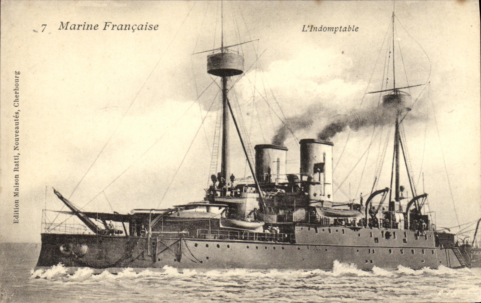 VINTAGE POSTCARD Boat War French Navy L Untameable