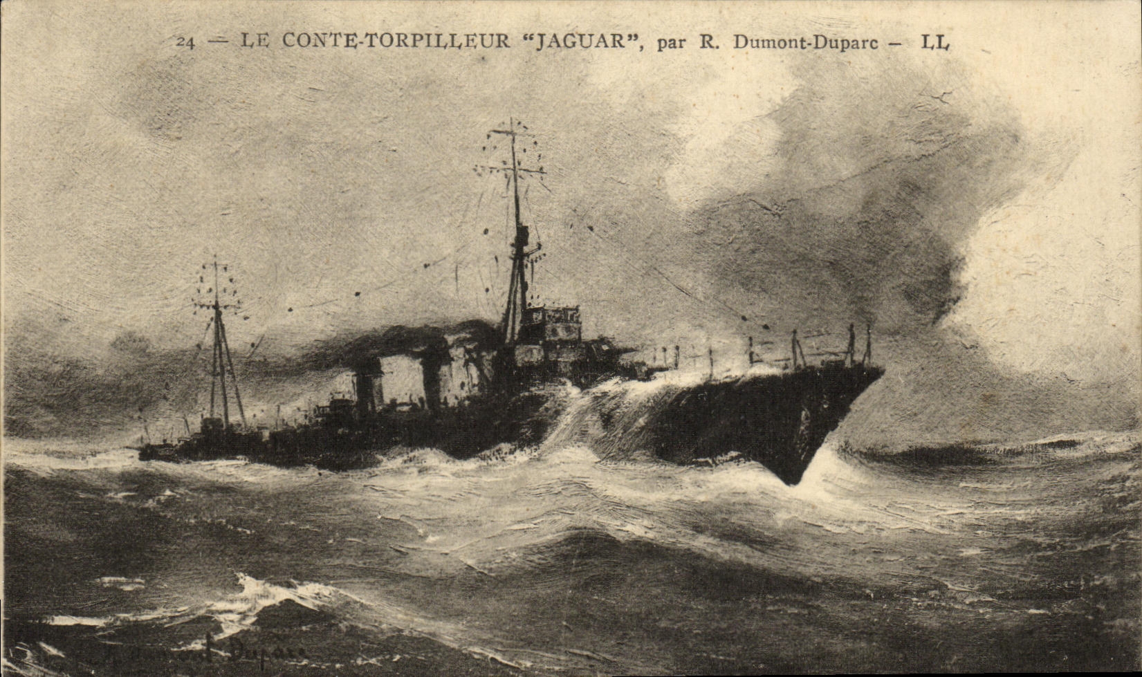 CPA Bateau Guerre Le Contre Torpilleur Jaguar par R Dumont Dupare