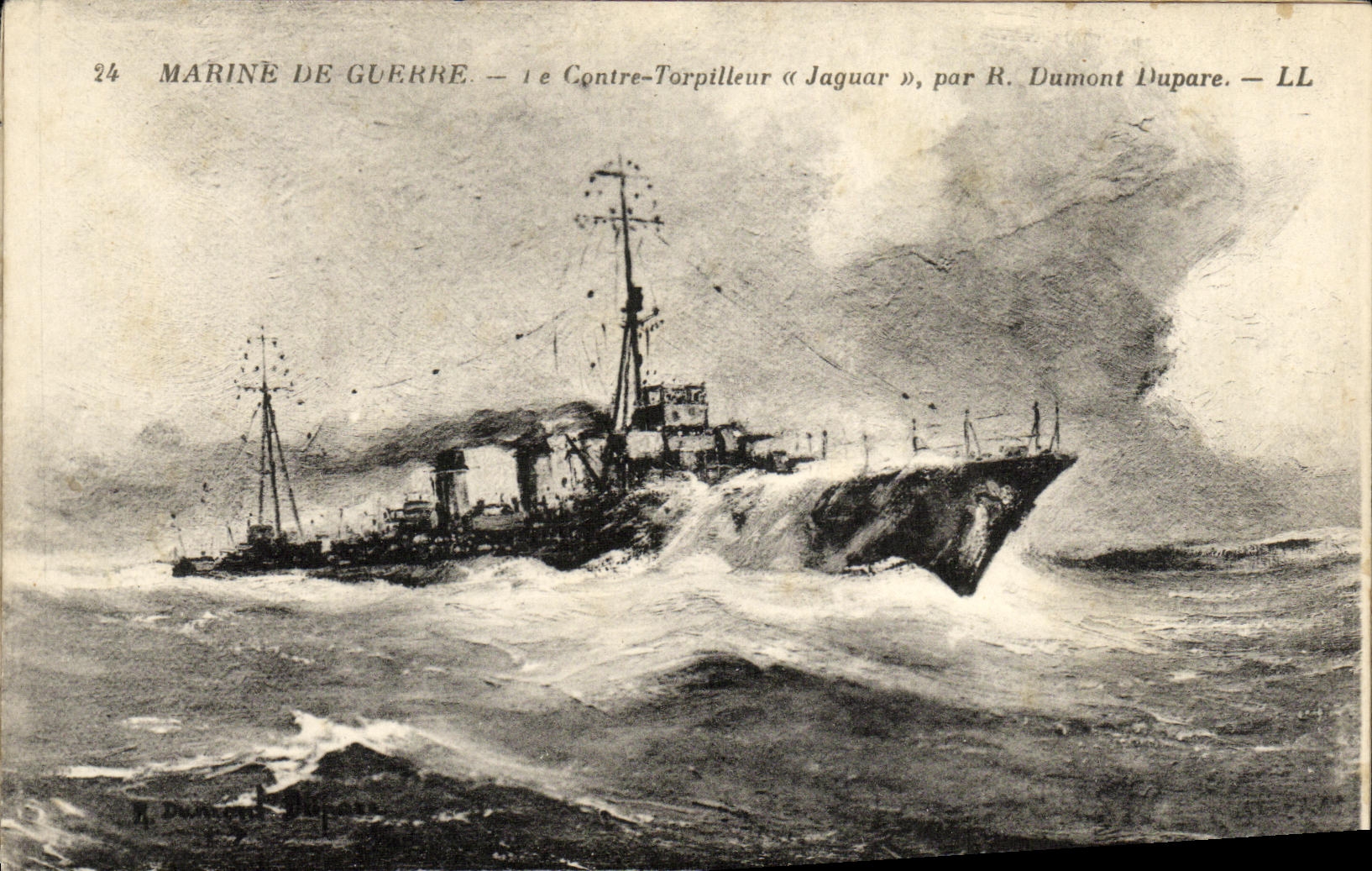 CPA Bateau Guerre Le Contre Torpilleur Jaguar par R Dumont Dupare