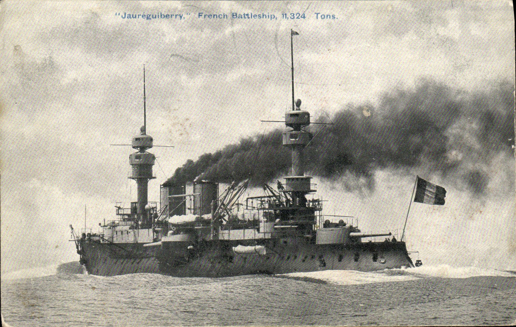 CPA Bateau Guerre Jaureguiberry French Battleship 11324 Tons