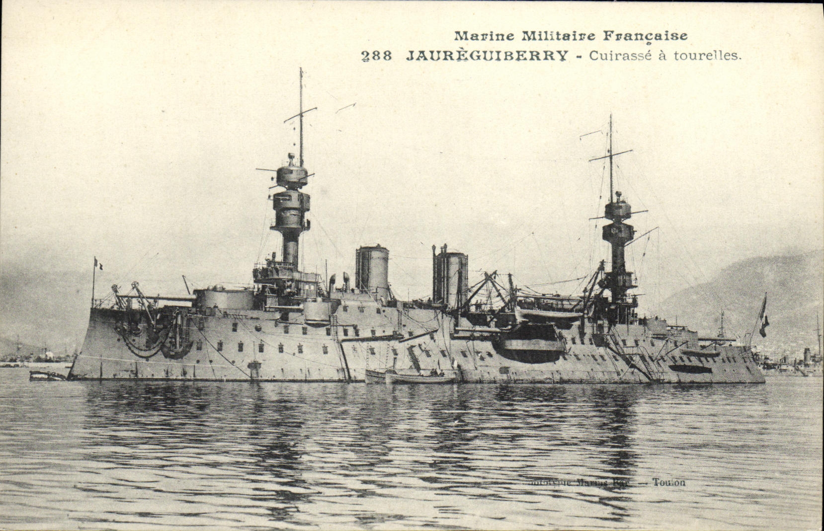 CPA Bateau Guerre Marine Militaire Francaise Jaureguiberry Cuirasse a Toureiles