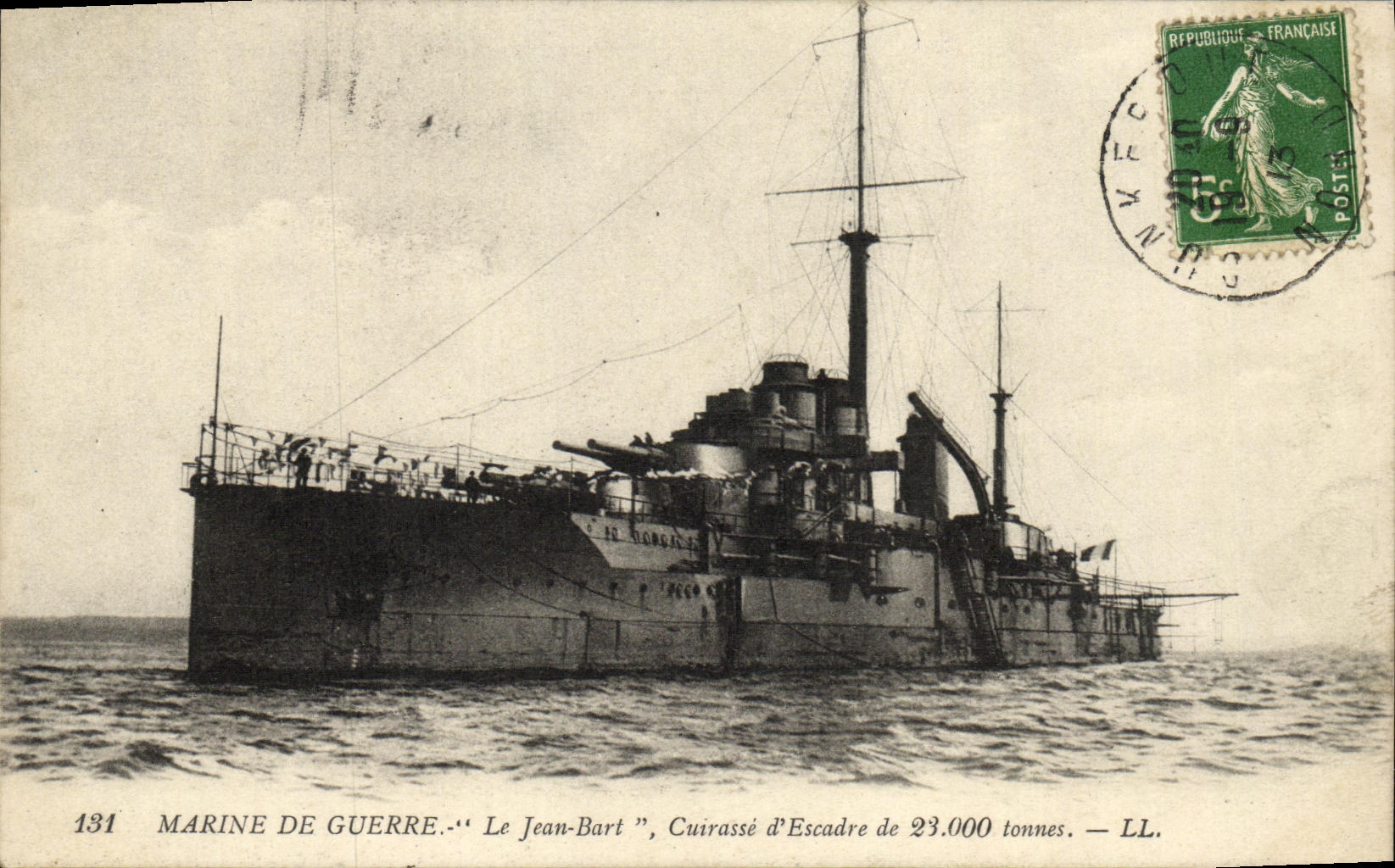 VINTAGE POSTCARD Bateau War Navy De Querre the Jean Bart Armours D Escadre of 23500 Tons