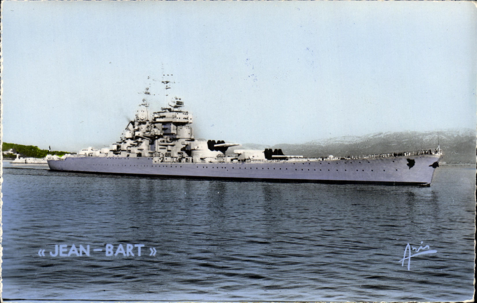 VINTAGE POSTCARD Bateau War Jean Bart Dimensions D Azur Toulon the Jean Bart Batiment of Line