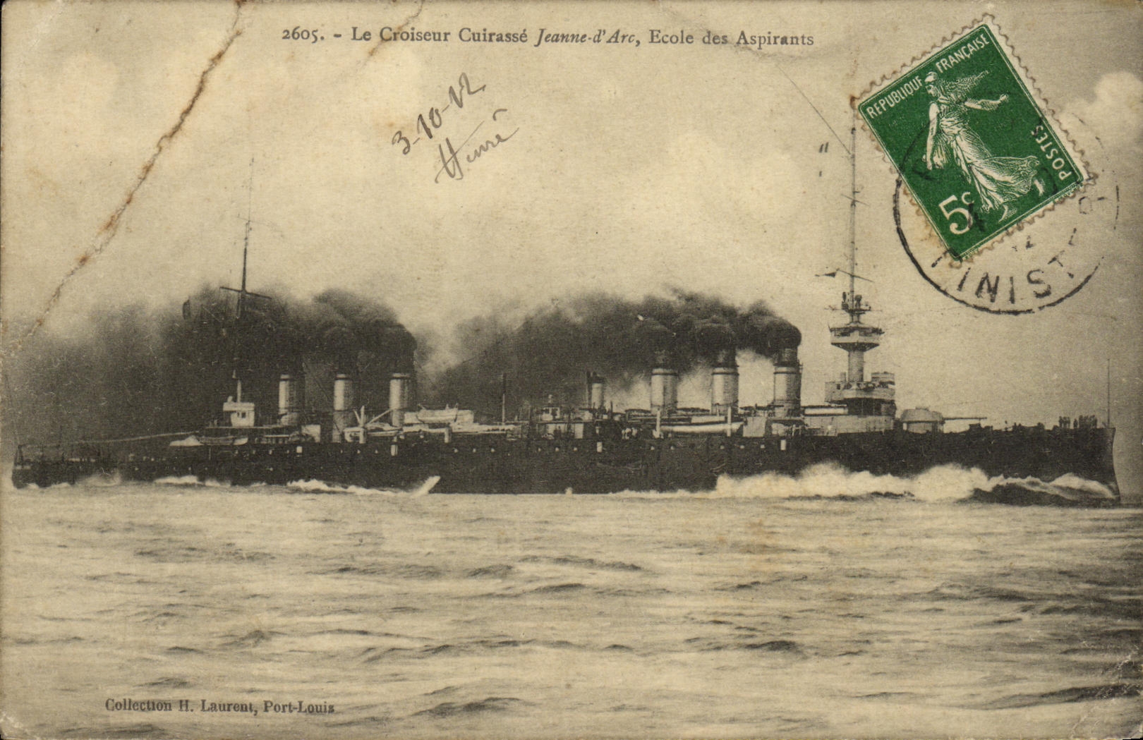 VINTAGE POSTCARD Bateau Navy Jeanne D arc Croiseur Armours School of the candidates