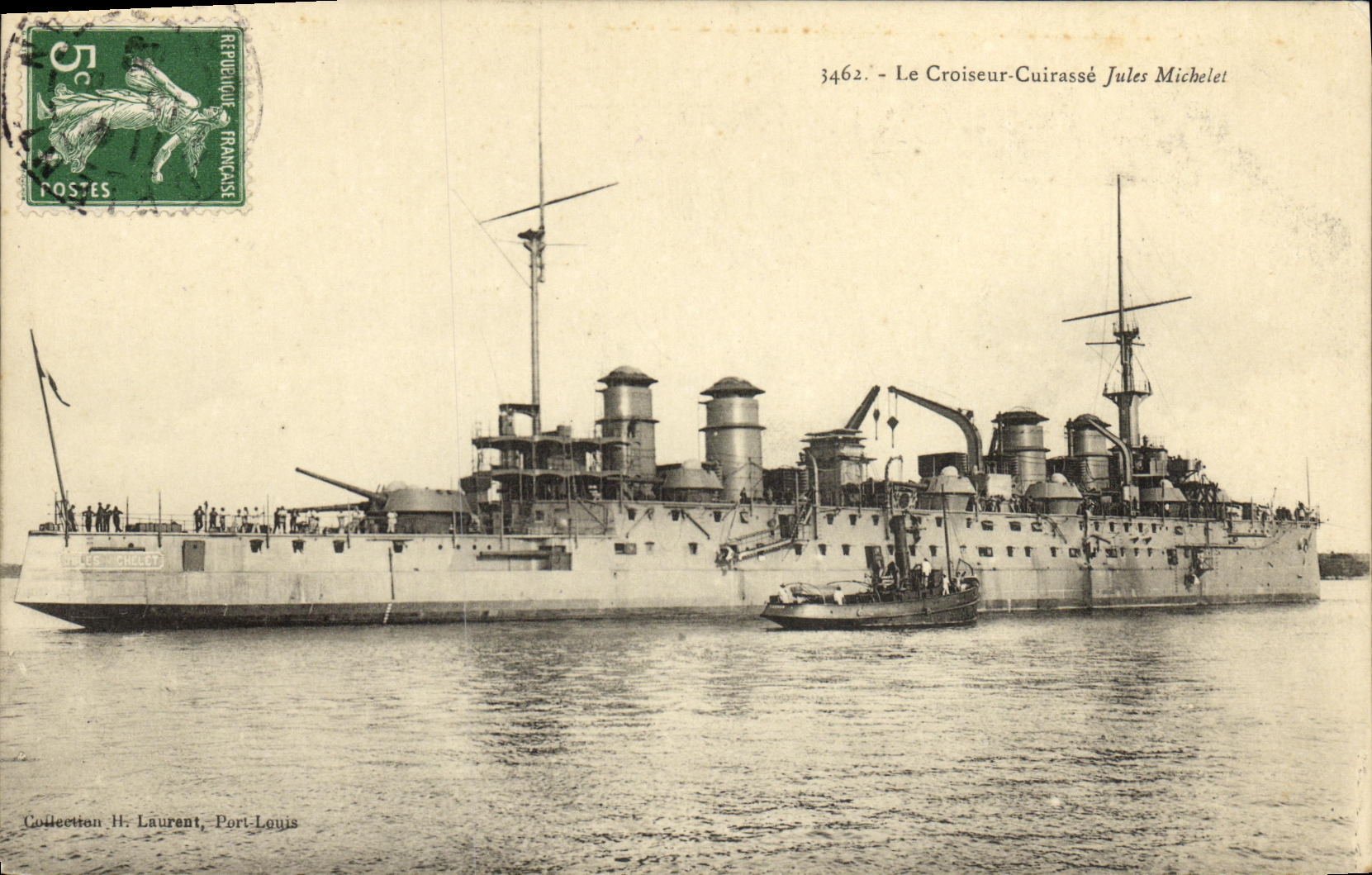VINTAGE POSTCARD Bateau Cruiser Armours Jules Michelet