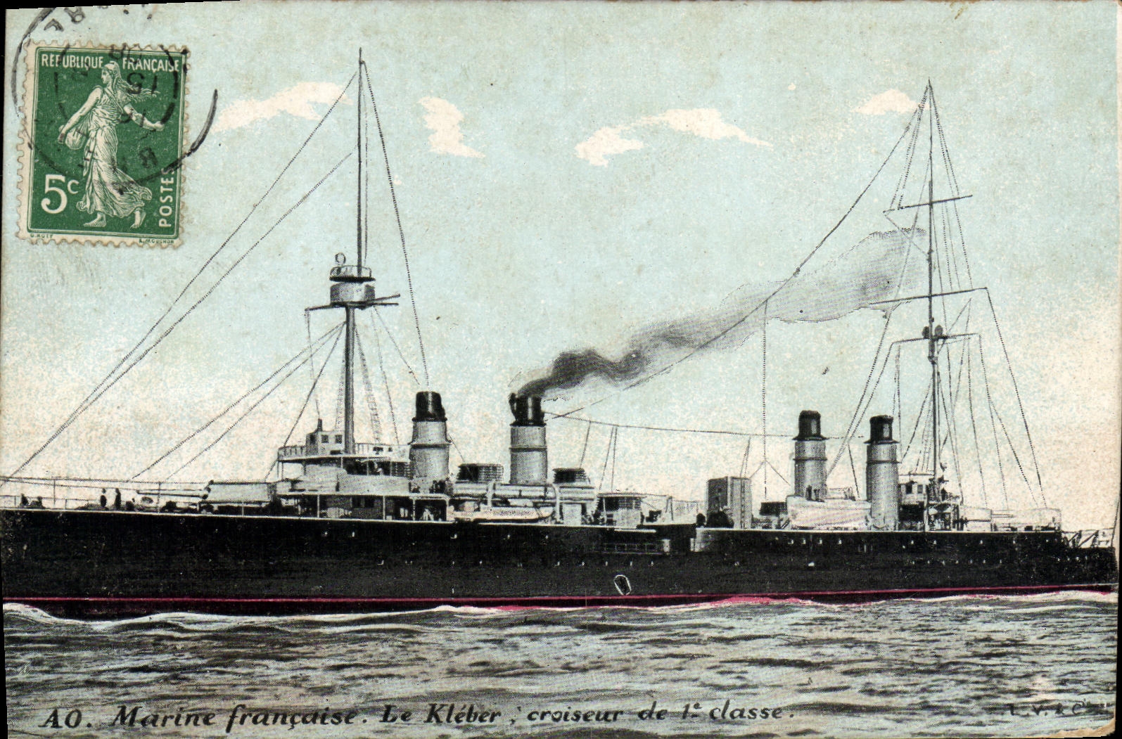 VINTAGE POSTCARD Bateau Bordeaux Kleber Croiseur Armours 1st class