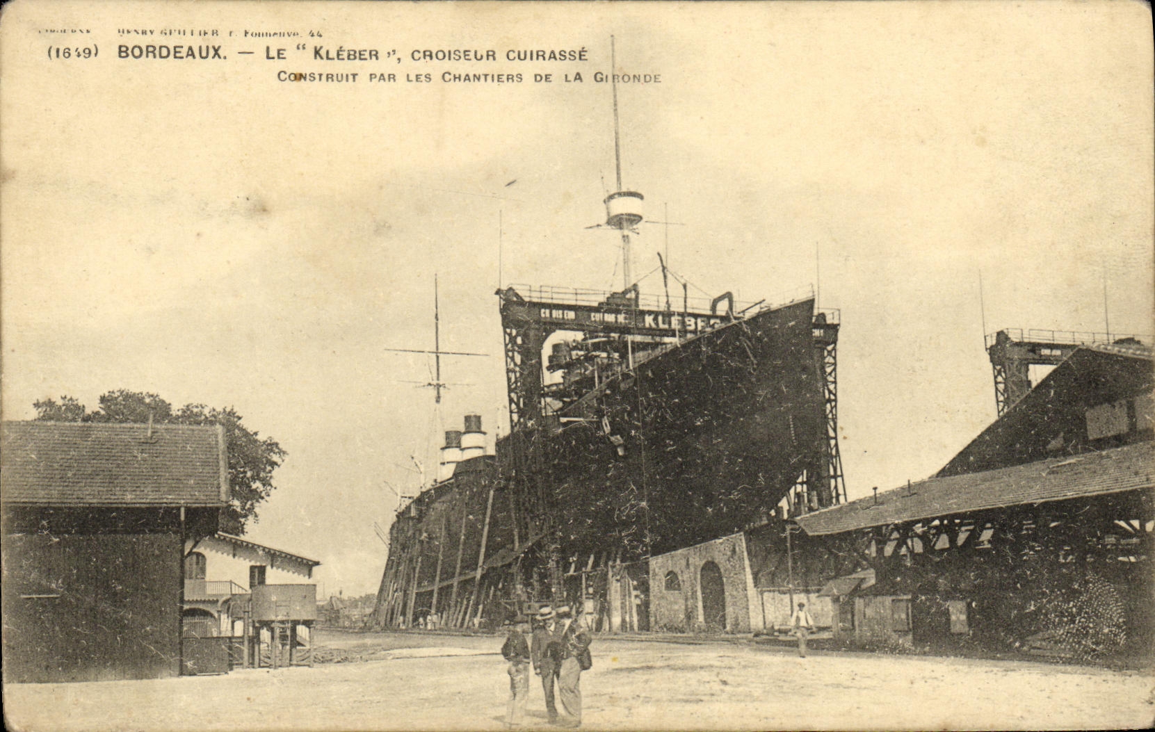 VINTAGE POSTCARD Bateau Bordeaux Kleber Croiseur Armours Built on the building sites of the Gironde