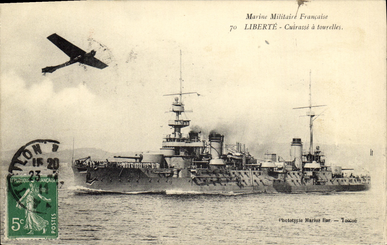 VINTAGE POSTCARD Bateau Freedom Armours has Avion turrets