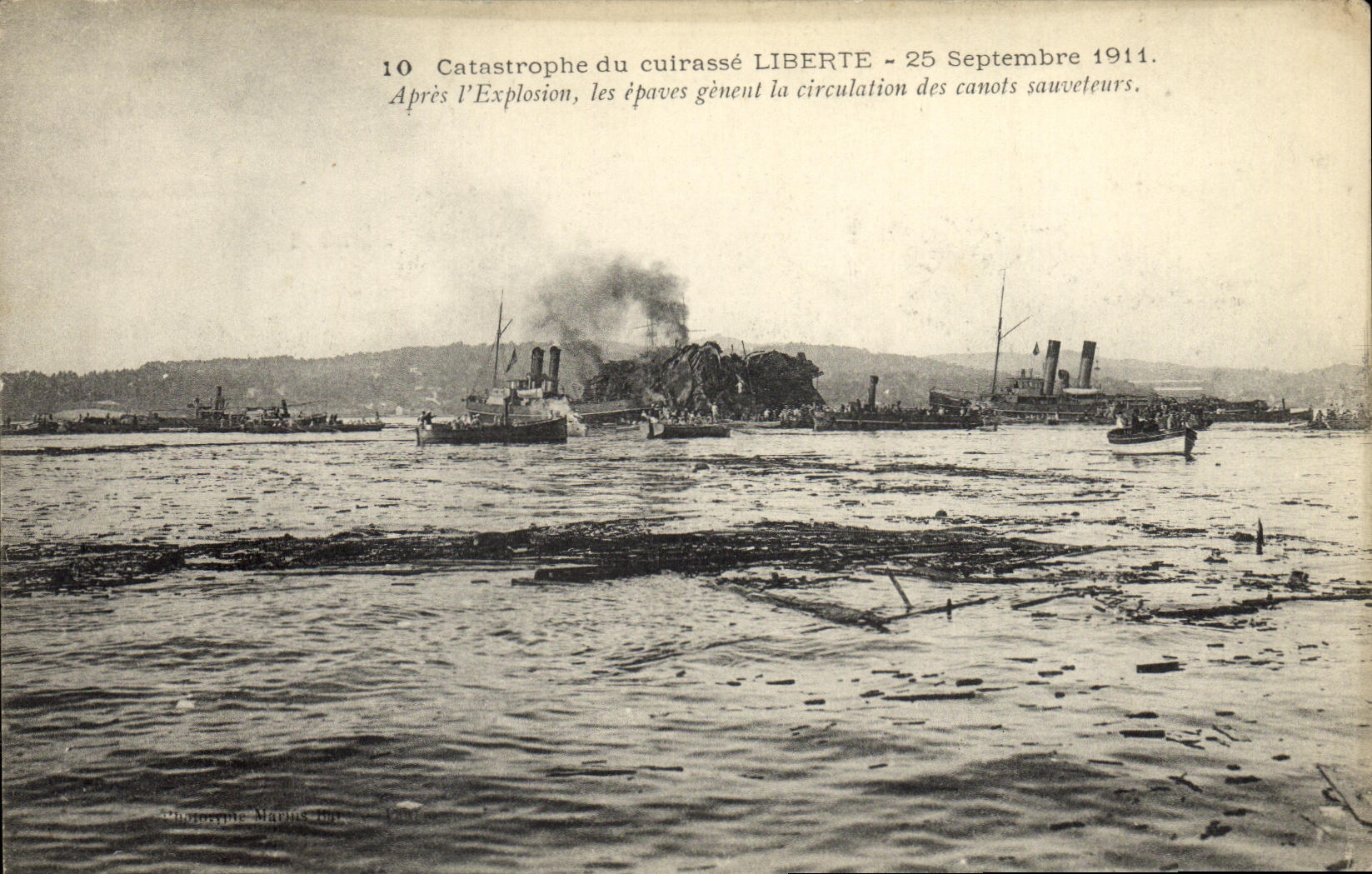 VINTAGE POSTCARD Boat catastrophe of the armor Freedom 25 setpembre 1911